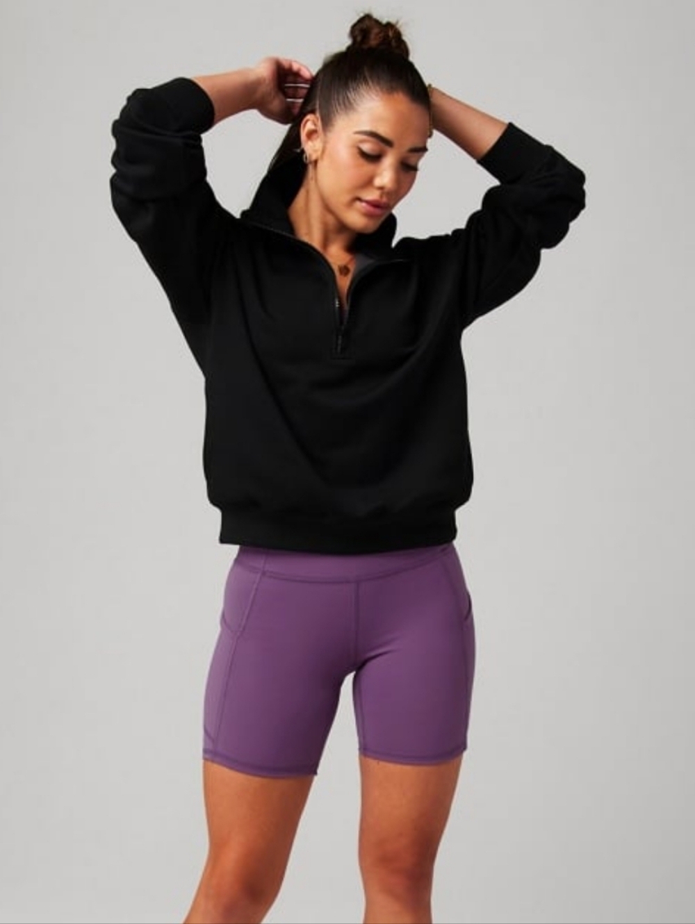 Fabletics Cozy Fleece Half Zip Sweatshirt Black XL NWT